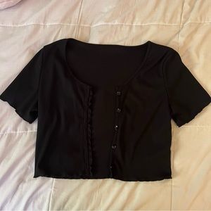 Black Short Sleeve Crop Cardigan